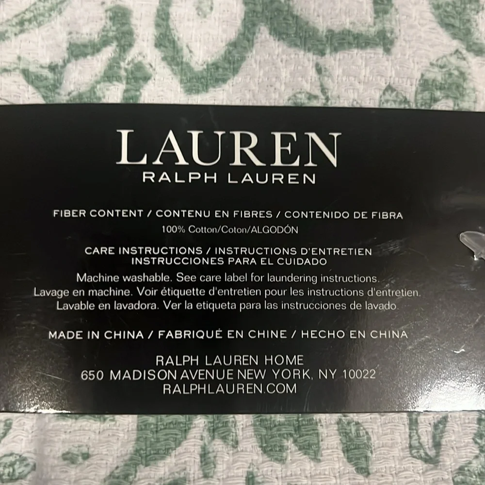 Lauren Ralph Lauren set of 2 Kitchen Towels White & Green Floral print